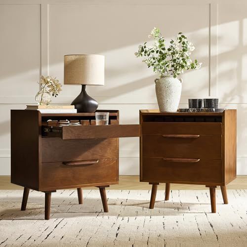 2-drawer wood nightstand