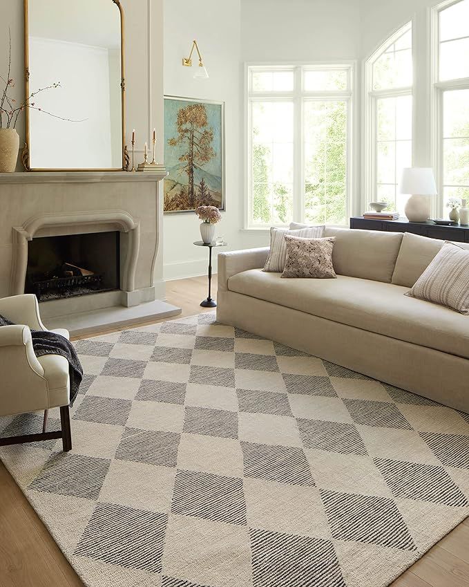 white and gray checkered area rug